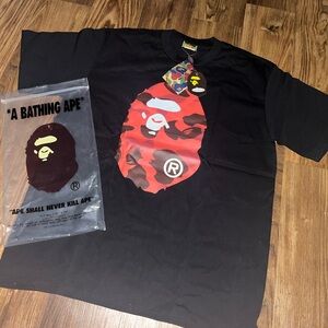 Bape Black and Red Camo Short Sleeve Tee